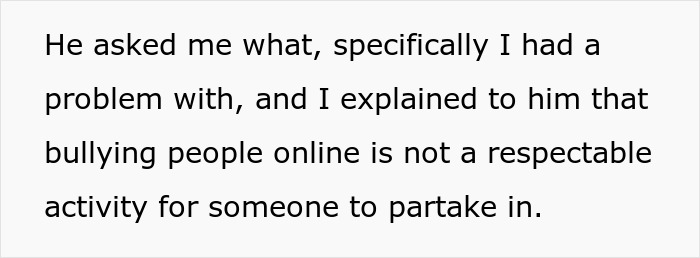 Text discussing problem with cyberbullying as disrespectful online activity