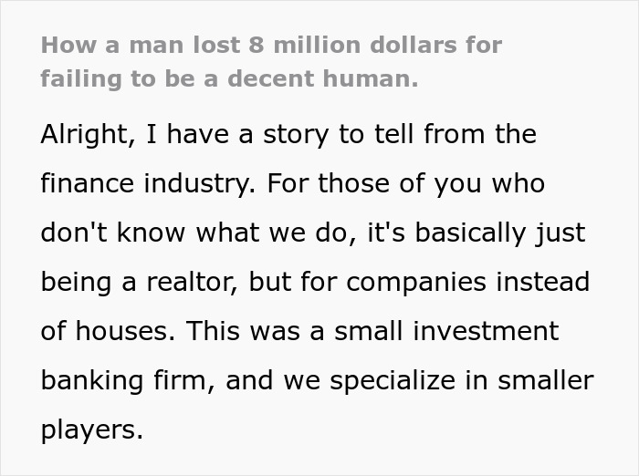 Text about losing 8 million dollars in finance industry for bad behavior Text about losing 8 million dollars in finance industry for bad behavior