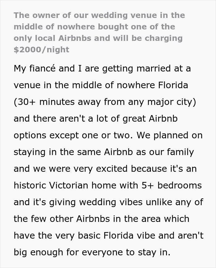 “Wonder Why The Economy Is So Bad?” Bride Refuses To Go Into Debt Because Of Airbnb Owner’s Greed “Wonder Why The Economy Is So Bad?” Bride Refuses To Go Into Debt Because Of Airbnb Owner’s Greed