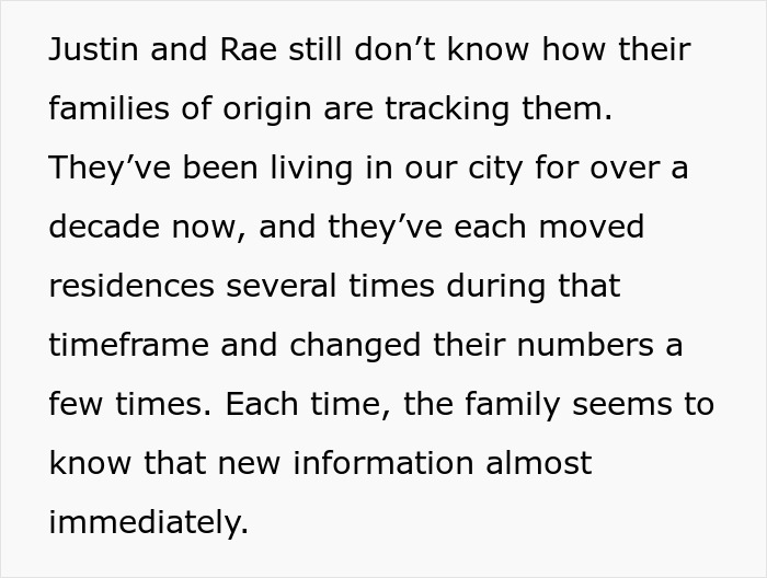 Text about tracking and surveillance of families in restrictive religious group