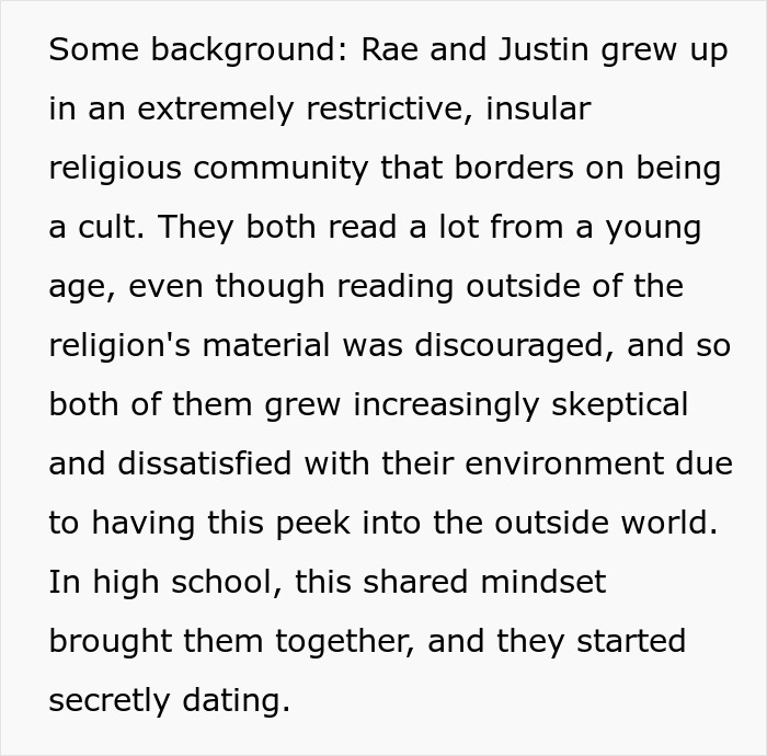 Text excerpt about restrictive insular religious community