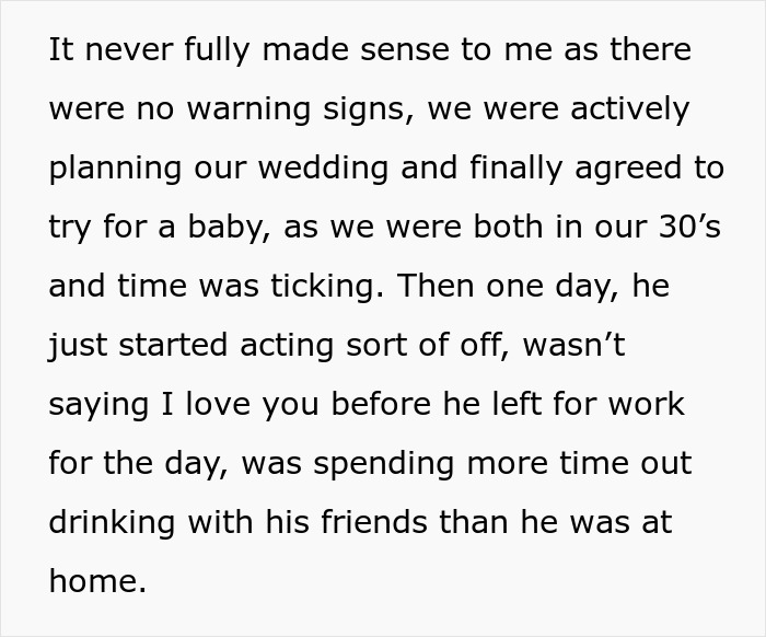 Text describing confusion after ex acted distant before leaving relationship