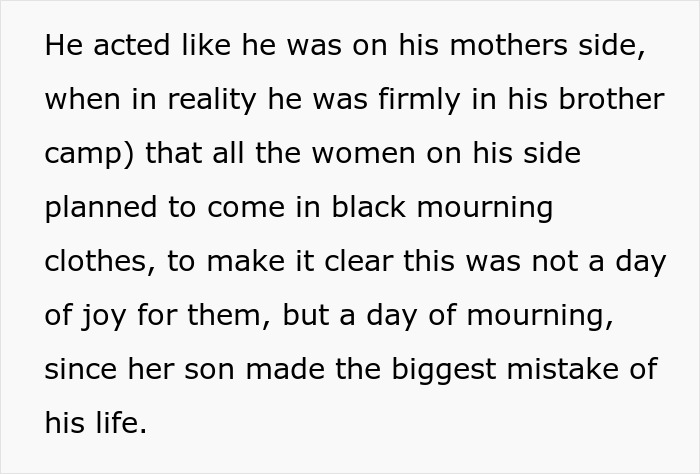 Text excerpt describing women planning to wear black mourning clothes for wedding Text excerpt describing women planning to wear black mourning clothes for wedding