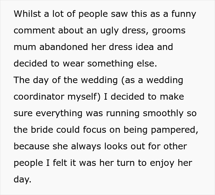 Groom's mum changes dress plans after social backlash while wedding coordinator manages event Groom's mum changes dress plans after social backlash while wedding coordinator manages event