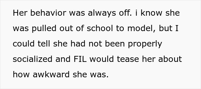 Text describing MIL's odd behavior and social struggles in wedding story
