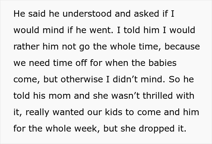 Husband agrees to go alone on family vacation amid wife's pregnancy Husband agrees to go alone on family vacation amid wife's pregnancy