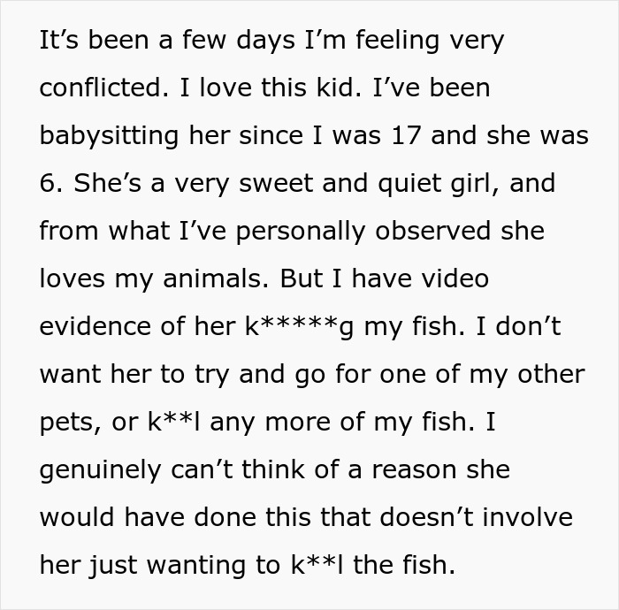 9YO Hurts Babysitter's Fish And Mom Dismisses It, Babysitter Cuts Her Off And Suggests Therapy