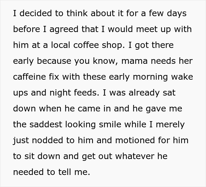 Meeting ex at a coffee shop to discuss feelings and unresolved matters