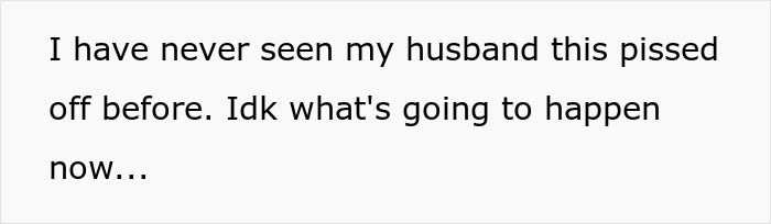 Text expressing husband's anger over ruined pasta incident