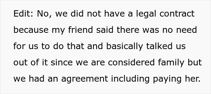 Text about no legal contract but informal surrogate agreement and payment Text about no legal contract but informal surrogate agreement and payment