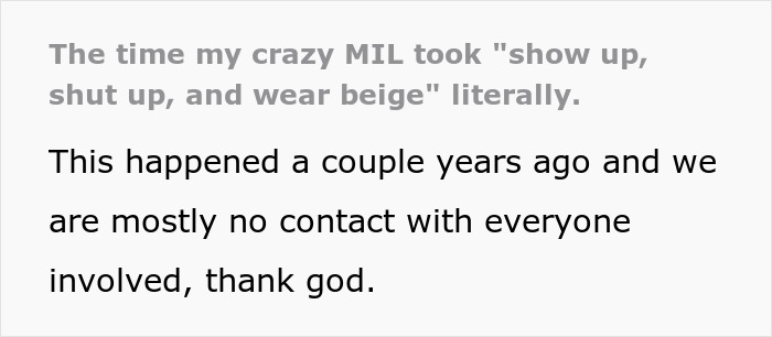MIL Throws A Pity Party Over Not Wearing Green For Son's Wedding, Plans To Switch Dresses Anyway MIL Throws A Pity Party Over Not Wearing Green For Son's Wedding, Plans To Switch Dresses Anyway