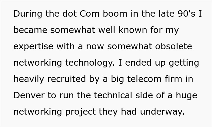 Text describing dot Com boom and telecom networking project Text describing dot Com boom and telecom networking project