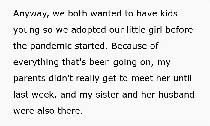 Text describing couple adopting a girl before the pandemic due to fertility Text describing couple adopting a girl before the pandemic due to fertility