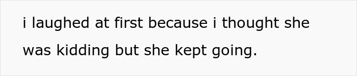 Text about laughing at a cruel comment during dinner Text about laughing at a cruel comment during dinner