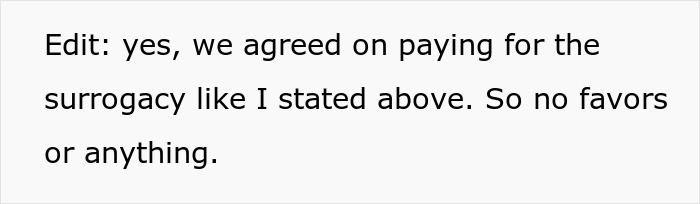 Text confirming agreement to pay for surrogacy, no favors Text confirming agreement to pay for surrogacy, no favors