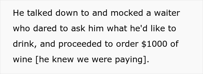Boss mocking waiter and ordering expensive wine at dinner Boss mocking waiter and ordering expensive wine at dinner