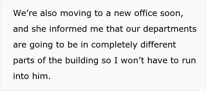 Text describing a coworker lunch invite and avoiding a date, discussing separate office departments.