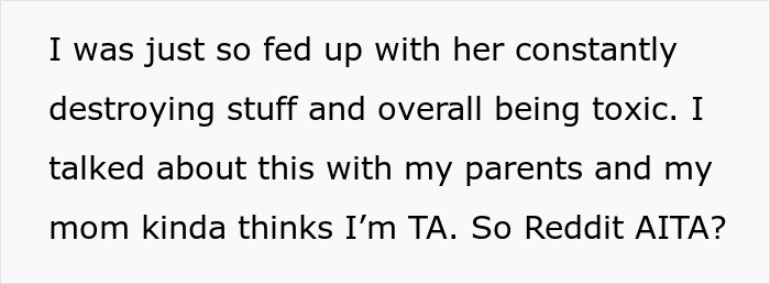 Text expressing frustration over stepdaughter's toxic behavior and seeking Reddit judgment