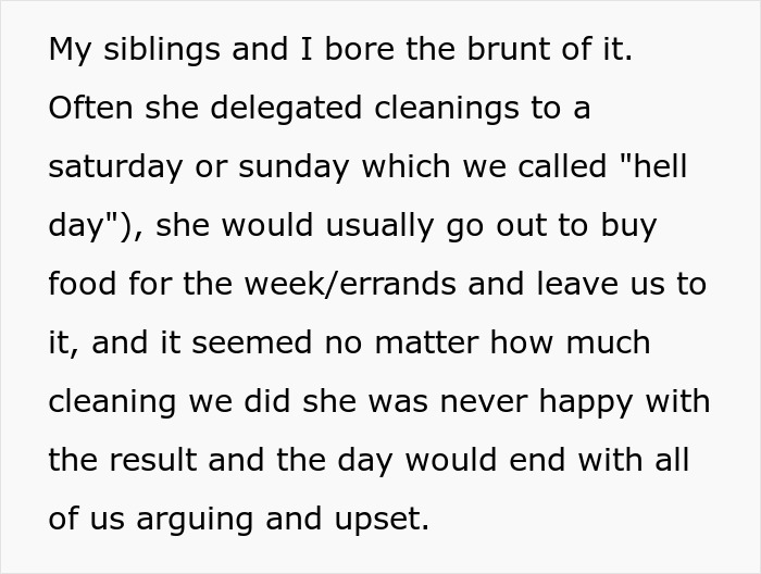 Text about siblings dealing with cleaning duties and family conflict Text about siblings dealing with cleaning duties and family conflict