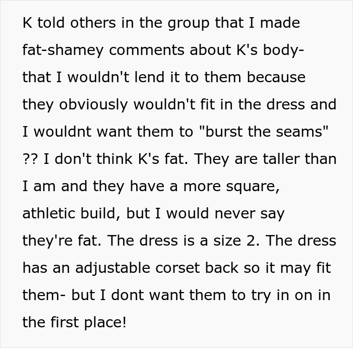 Accusations of fat-shaming over lending dream wedding dress denied Accusations of fat-shaming over lending dream wedding dress denied