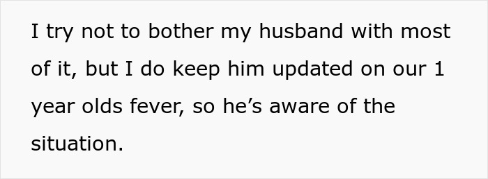 Text about updating husband on sick 1 year old child's fever Text about updating husband on sick 1 year old child's fever
