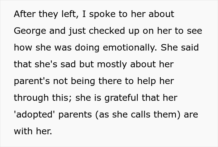 Discussion on fianc&eacute;e's emotions about late husband's parents support