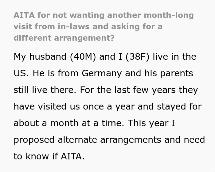 Text about in-laws' regular visits causing tension in marriage Text about in-laws' regular visits causing tension in marriage