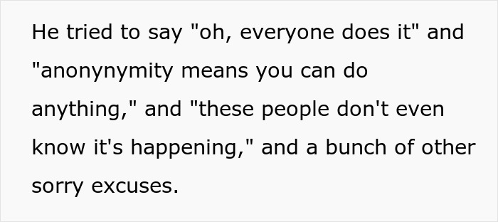 Text showing excuses given for cyberbullying and anonymity