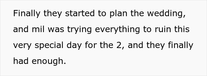 Text about MIL trying to ruin wedding plans but couple has enough Text about MIL trying to ruin wedding plans but couple has enough