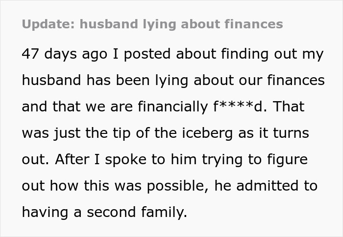 “Having A Second Family”: Wife’s Financial Nightmare Turns Into Something Much Worse