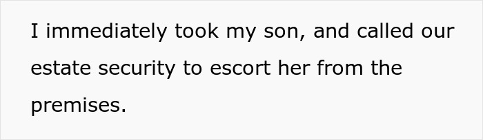 Text from article: MIL disowns grandchild over circumcision. Estate security escorts MIL from premises.