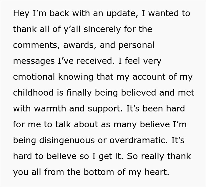 Emotional update post about gratitude and childhood support Emotional update post about gratitude and childhood support