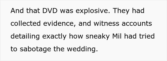DVD reveals evidence of MIL trying to sabotage wedding DVD reveals evidence of MIL trying to sabotage wedding