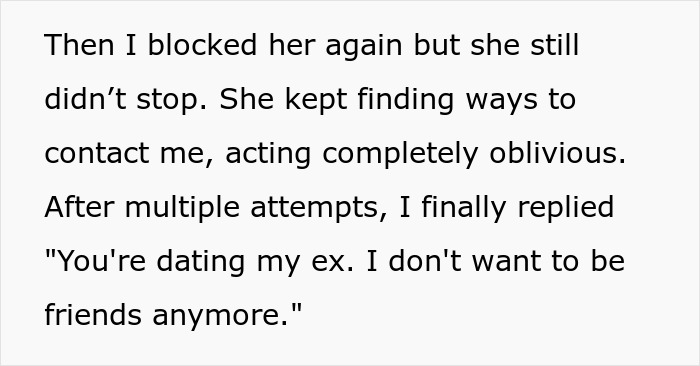 Woman Horrified As "Friend" Dates Her Ex, Loses It As She Gets Harassed For Blocking The "Friend"