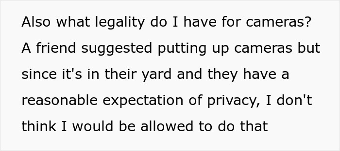 Text about legality of installing cameras for property protection
