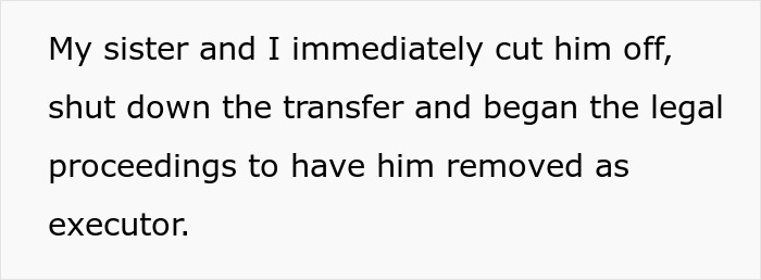 Siblings stop Richard's transfer and start legal action as executor Siblings stop Richard's transfer and start legal action as executor