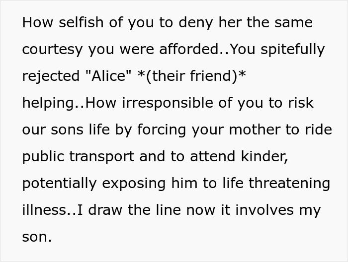 Text message accusing selfishness and risking child's life Text message accusing selfishness and risking child's life