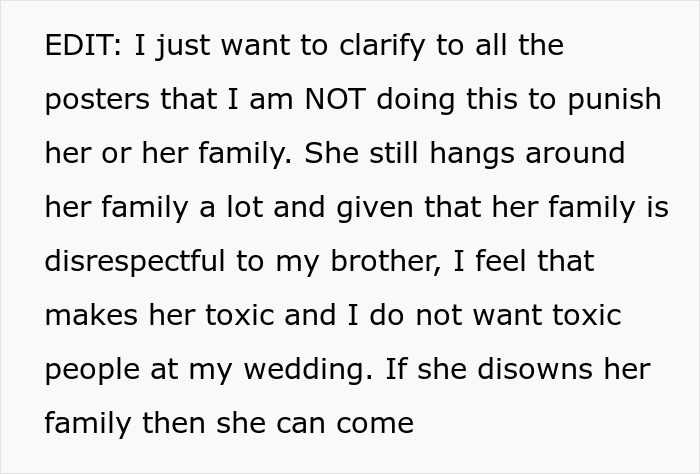 Clarification on banning toxic people from wedding events Clarification on banning toxic people from wedding events