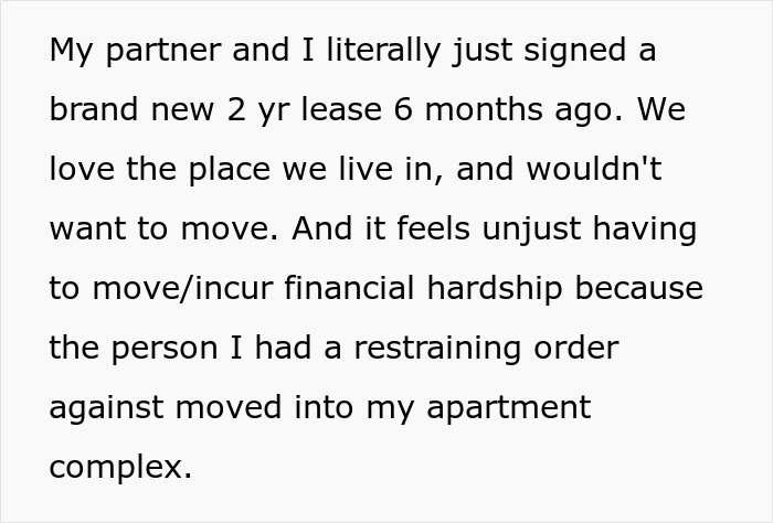 Ex-Wife Enforces Old Restraining Order After Moving Into Guy's Building, Puts His Home At Risk