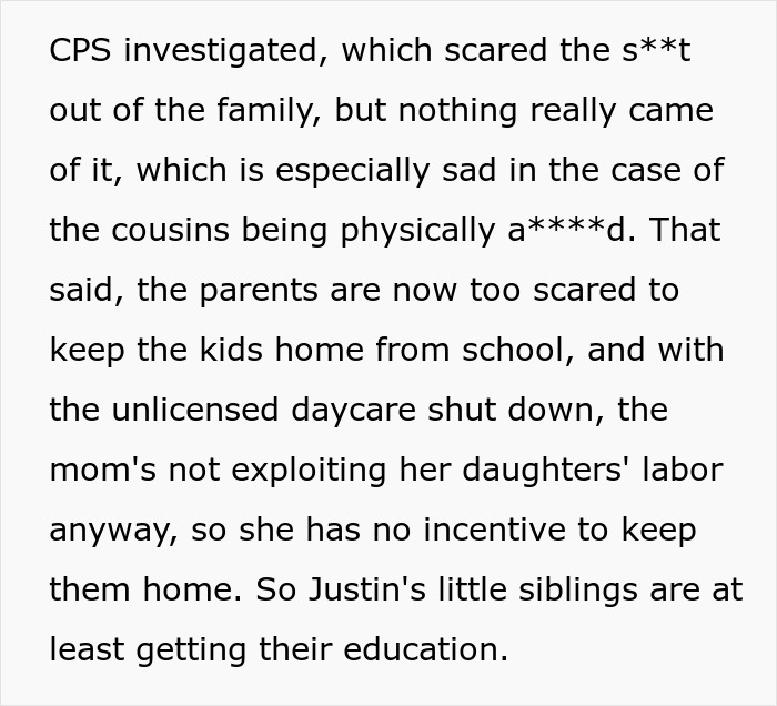 Text about CPS investigation in restrictive religious community