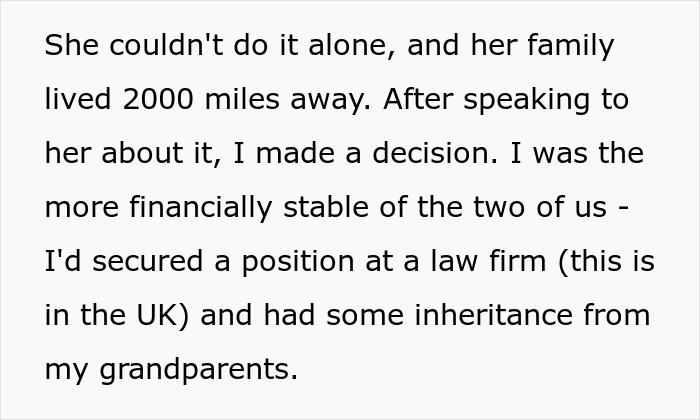 Text about providing financial support after friend's d***h