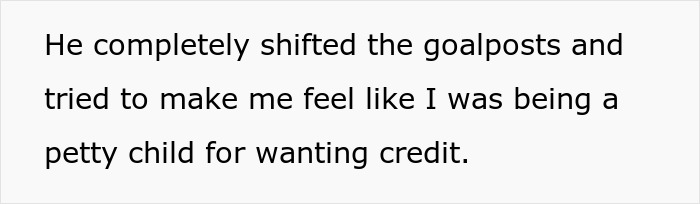 Text about engineer shifting goalposts and dismissing credit