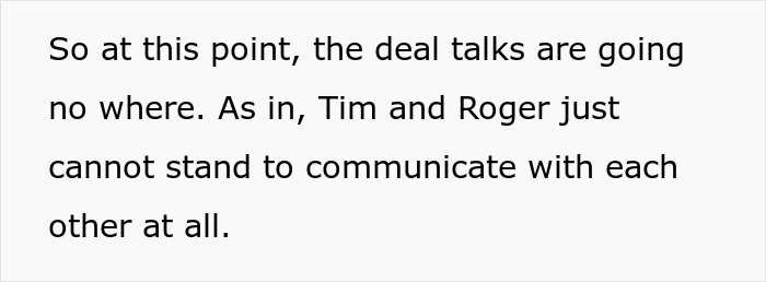 Text describing breakdown in communication between business partners Text describing breakdown in communication between business partners