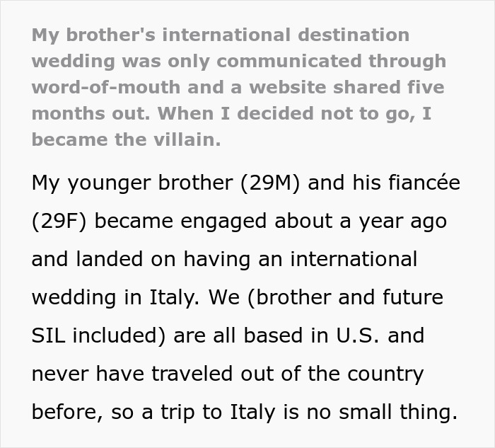 &ldquo;I Became The Villain&rdquo;: Woman Refuses To Attend Brother&rsquo;s Wedding After Huge Miscommunication