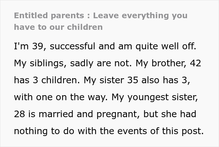 Text excerpt about entitled parents demanding money from rich daughter Text excerpt about entitled parents demanding money from rich daughter