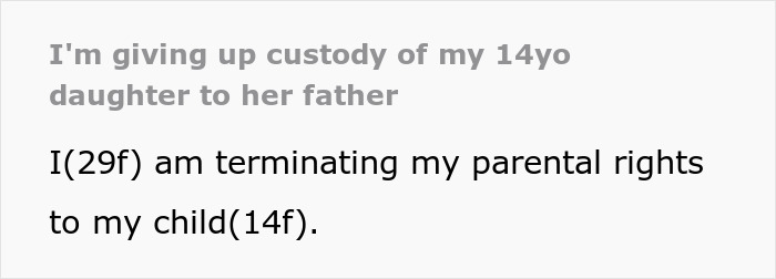 14YO Loathes Mom As Dad Fills Her Up With Hatred, Exhausted Mom Finally Gives Up Her Custody 14YO Loathes Mom As Dad Fills Her Up With Hatred, Exhausted Mom Finally Gives Up Her Custody
