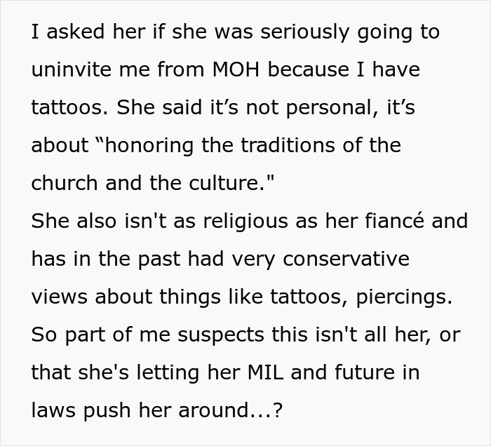 Maid Of Honor Gets Her Title Taken Away Because Her Tattoos Aren’t Suitable For Church Anymore Maid Of Honor Gets Her Title Taken Away Because Her Tattoos Aren’t Suitable For Church Anymore