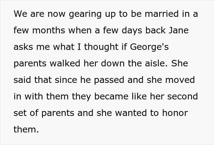 Fianc&eacute;e expresses wish for late husband's parents to walk her down wedding aisle