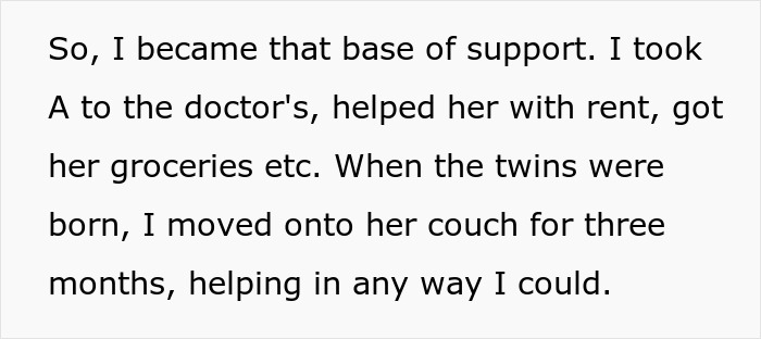 Text about supporting a friend through pregnancy and birth