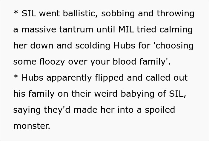 SIL throws tantrum, husband calls out family's babying of SIL